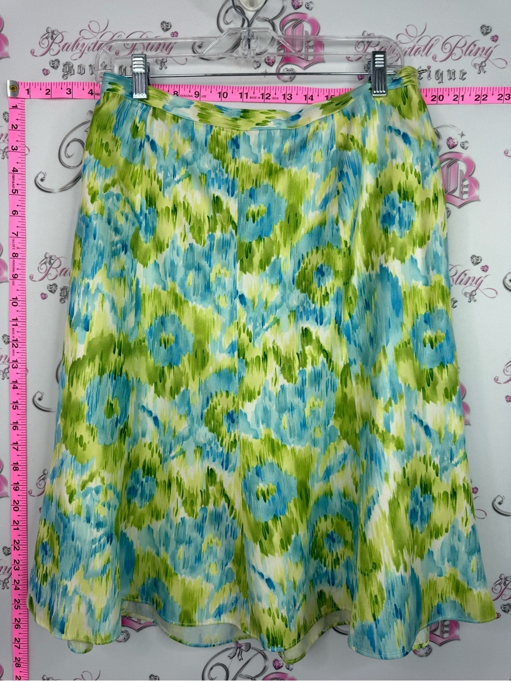 Talbots silk skirt flowers Blue and Green Floral A-Line Skirt